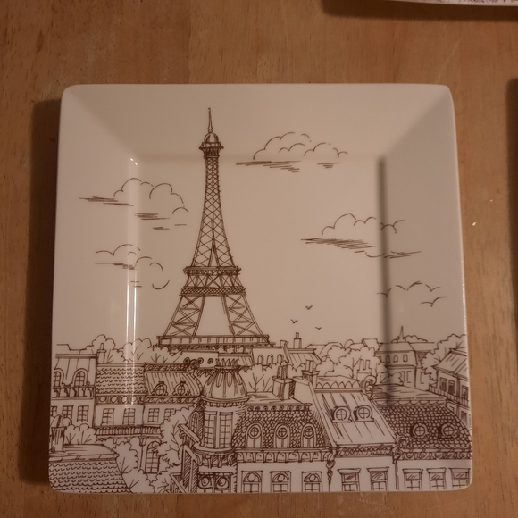 222 Fifth Eiffel Tower Square Dinner Plates - Cream and Brown - Picture 16 of 16